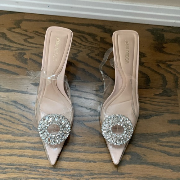 JENN ARDOR Slingback Pumps Pointed Closed Toe Transparent Heels - Picture 7 of 9